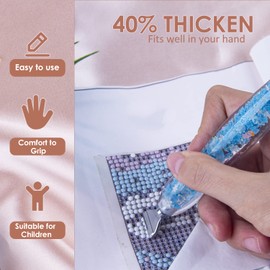 Avimegii 19PCS Diamond Art Accessories and Tools, Luminous 5D Diamond Painting Pen, 40% Thicken Comfort Grip Diamond Art Pens with 12Pcs Pen Tips, Blue