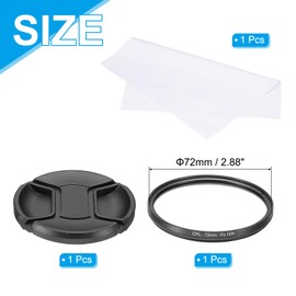 MECCANIXITY 72mm Circular Polarizer Filter, Double Sided Multi-Layer Coatings Polarizing Filter with Lens Cap Cleaning Cloth for Camera Lens