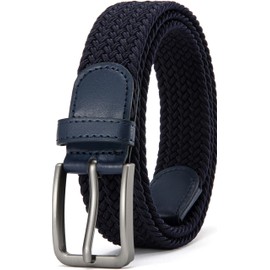 DOOPAI Braided Stretch Belt for Men, Elastic Woven Belt, casual Fabric Golf Belt, Navy Belt Tight Performed Stretch Design Width 1 3/8" for golf pants jeans, Gift Box