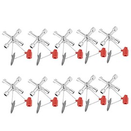 10 Unids Llave de llave cruzada, 4 Vías Cruz Llave Multifuncional para Elevador, Coche, Gabinete de control eléctrico, Tren, Fontaneros Electricistas Herramientas