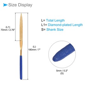 CoCud Diamond Coated Needle File, | 5mm Shank 180mm Length|, Titanium Coated Flat Point Files Sharpening Tool - (Applications: for Metal Glass Stone), 10-Pieces