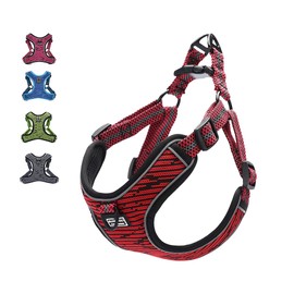 Suredoo Adjustable Dog Harness with Front Clip, No Pull Soft Mesh Padded Reflective Breathable Pet Vest Harness for Small Medium Large Dogs (M, Red)
