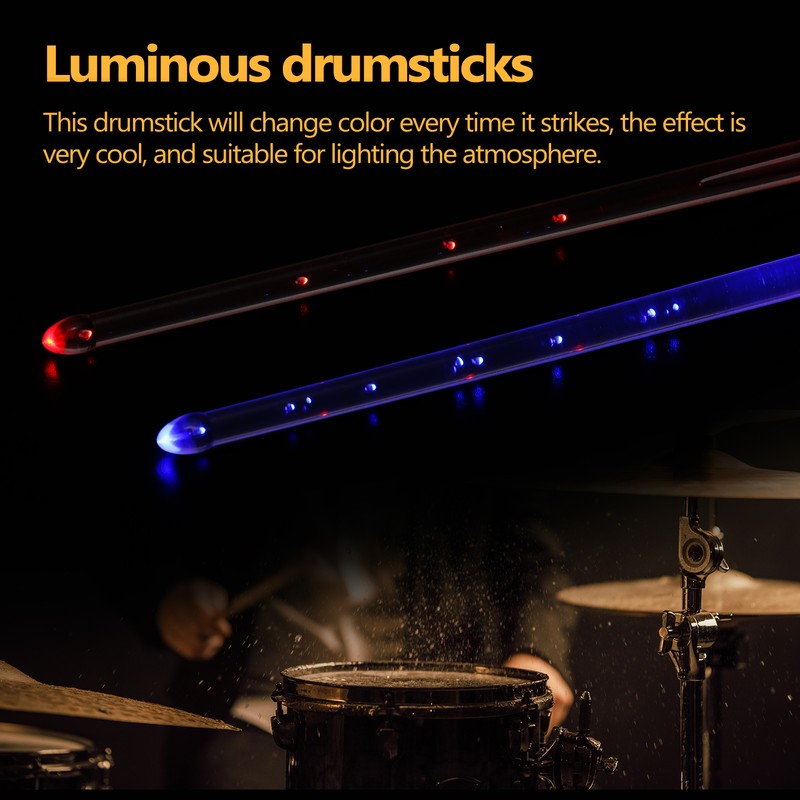 A Pair of Glow Drumsticks 15-Colors Light Drumstick Light Up