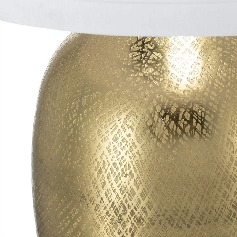 D18x31 Round Aluminum Gold Table Lamp with White Fabric Shade