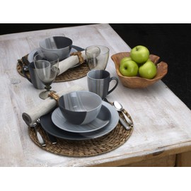 Pfaltzgraff Parker Gray 16 Piece Dinnerware Set, Service for 4, Gray