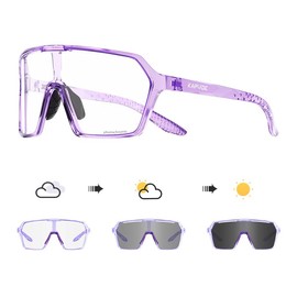 KAPVOE Photochromic Cycling Glasses Men Mountain Bike Glasses Women Clear MTB Sports Sunglasses TR90 Biking Goggles Transition Bicycle Glasses Triathlon Running UV Protection Black