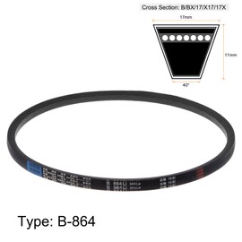 sourcing map B-864 V-belt drive belt, 864 mm (34.02 inches), inner circumference 17 mm, upper width, rubber for power transmission, pack of 2