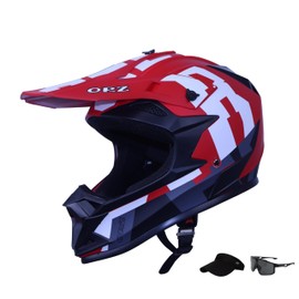 shamofeng Adult Dirt Bike Helmet Motorcycle Racing Street Bike Off-Road Mountain Bike BMX MX ATV Helmet with Cycling Glasses and Visor for Unisex-Adult