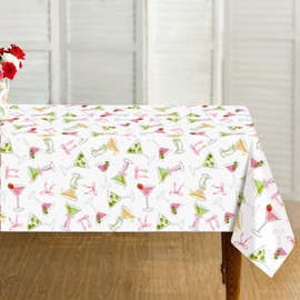 Buxiuer Martini Tablecloth A Tini Bit Older Birthday Party Decoration Bow Bachelorette Waterproof Disposable Plastic Table Cloth Picnic Dining Kitchen Decor 54 x108 Inch -Pack of 2 (2)