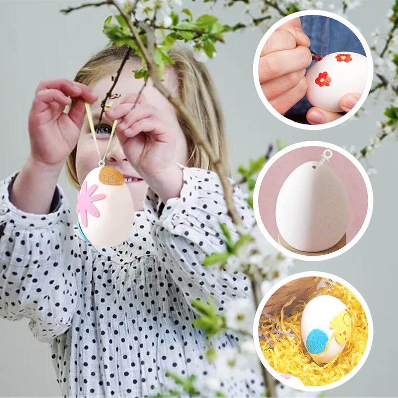 LETSHOLD Pack of 25 Easter Eggs Plastic White 6 cm,