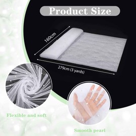 BrillShine White Pearls Tablecloth Thin Chiffon Fabric 3 Yards 160 x 279 cm for Wedding Party Bridal Gifts Bows, Lace Table Runner Decoration