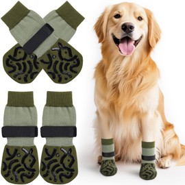PICK FOR LIFE 2 Pairs Anti Slip Dog Socks Paws Stop Licking, Dog Paw Protectors Dog Socks with Grips Strong Traction, Dog Boots Dog Shoes for Senior Dogs Hardwood Floors Indoor Walking(Green,XL)