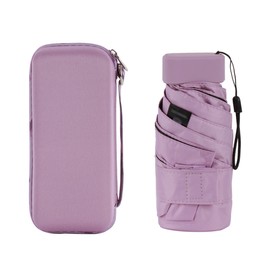 MilyaDE Mini Pocket Umbrella with 6 Ribs UV Sun Protection Parasol Umbrella Including Travel Case Foldable Portable Compact Manual Purple, A-purple