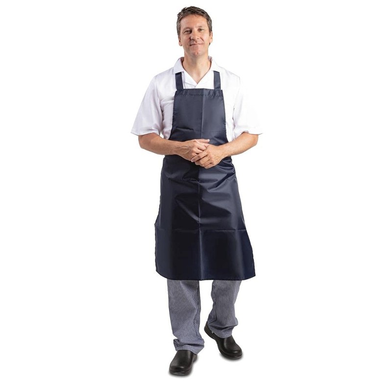 Whites Chefs Apparel Light Duty Waterproof Bib Apron Nylon Blue
