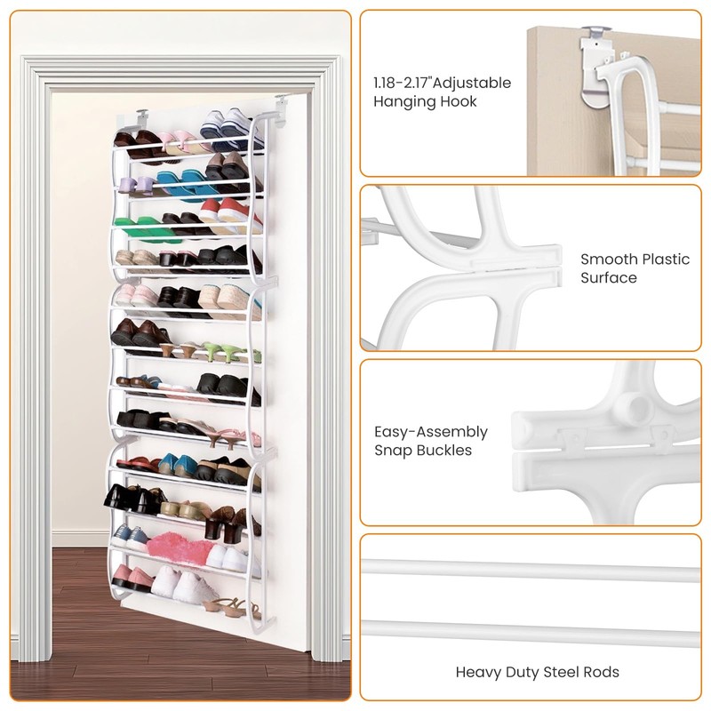 Zorpupoa 36 Pair Over The Door Shoe Rack Holder, 12