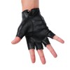 JISEN Men PU Leather Punk Half Finger Snap Performance Gloves