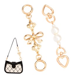 2 Pcs Gold Bow Bag Extender Chain, Bow Pattern Purse Strap Replacement,Wallet Extender Chain Decoration for Handbags Purse Making Supplies