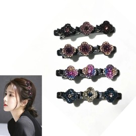 dinghaole - 4 Pieces Braided Hair Clip with Crystal Stones Hair Accessories for Women and Girls Lazy Braided Hair Barrette Artifact Side Hair Clip Headpiece Bangs Duck Bill Clip