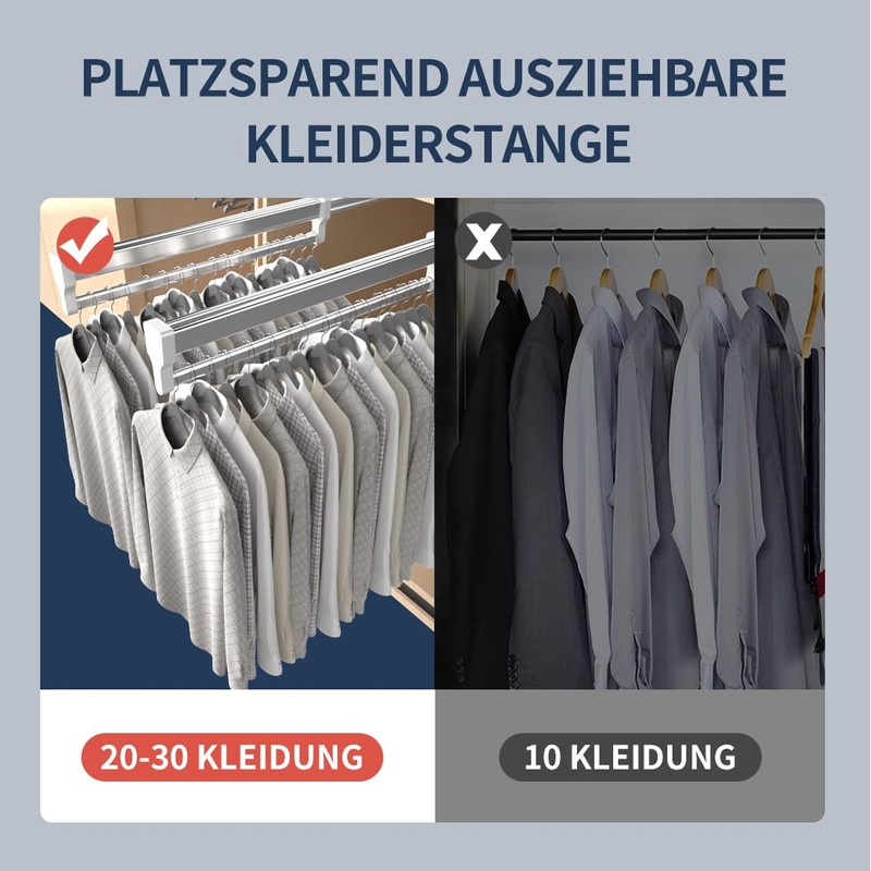 GIVROLDZ Extendable Clothes Rail, 350 mm/13.78 Inches, Multifunctional Trouser Holder
