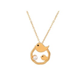 Double Birds Simulated Pearl Necklaces for Women Collier Clavicle Chain Necklaces Pendants Femme Party Jewelry (with Gift Box)