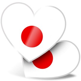 2 x Heart Stickers 7.5 cm - Japan Flag Japanese Fun Decals for Laptops,Tablets,Luggage,Scrap Booking,Fridges, #9084