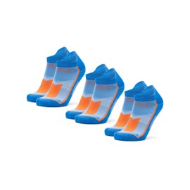 DANISH ENDURANCE Low Cut Pro Running Socks (3 Pack), blue/orange, 25.0–28.0 cm