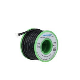 BNTECHGO 30 Gauge Silicone Ribbon Cable Flexible 3P Black 25 ft Flat Cable 30 AWG Stranded Tinned Copper Wire