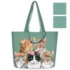 NymphFable 2 Pack Tote Bag Reusable Cute Cats Green Shopping