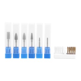 Mgoodoo 6PCS Nail Drill Bits, 3/32'' Efile Nail Drill Bits, Professional Tungsten Steel Electric Nail File Bits, Cuticle Drill Bits for Acrylic and Gel Nails With Cleaning Brush