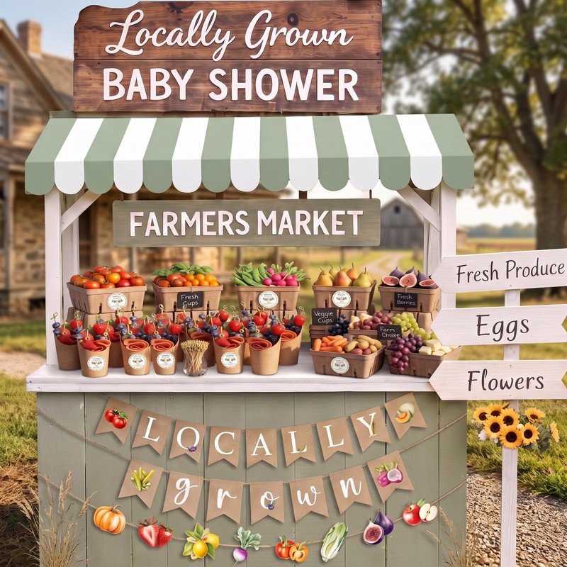 Domensi 405 Pcs Locally Grown Baby Shower Farmers Market Decorations