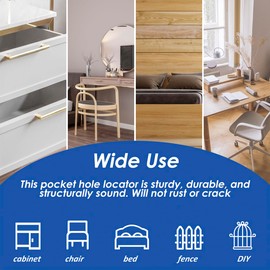 Pocket Hole Jig Kit with 3 Drill Guides, 15° Pocket Screw Jig System for Joinery, Portable DIY Woodworking Tool, Carpentry Locator for Accurate Pocket Holes