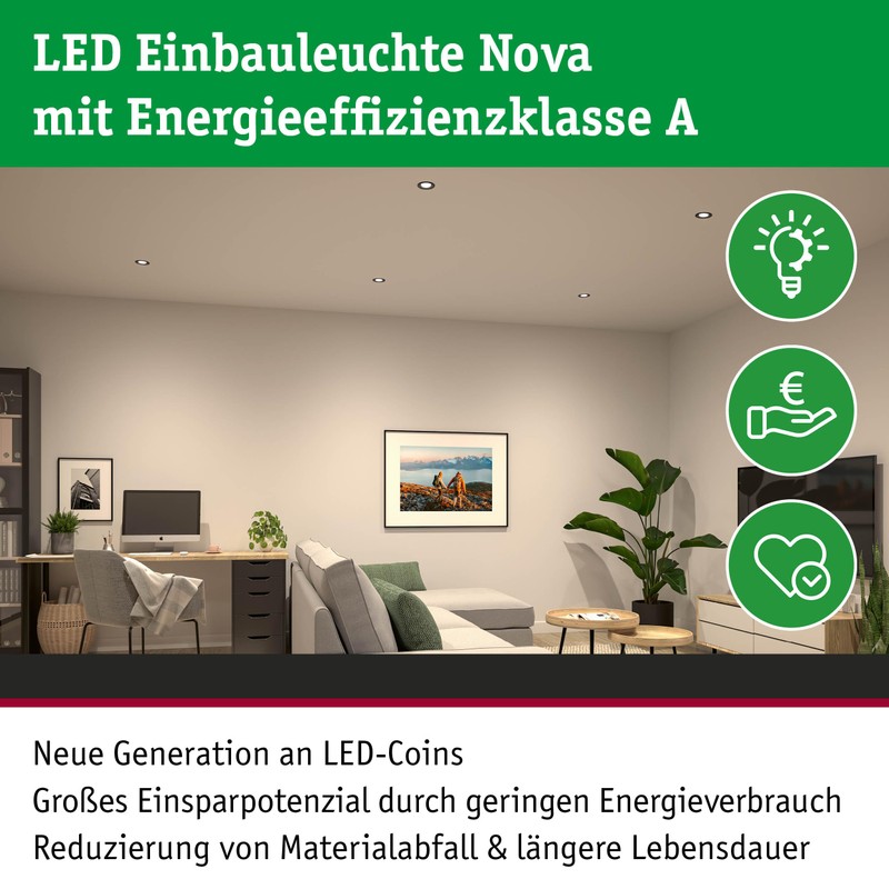 Paulmann Nova Coin 92455 LED Recessed Light Round 84 mm