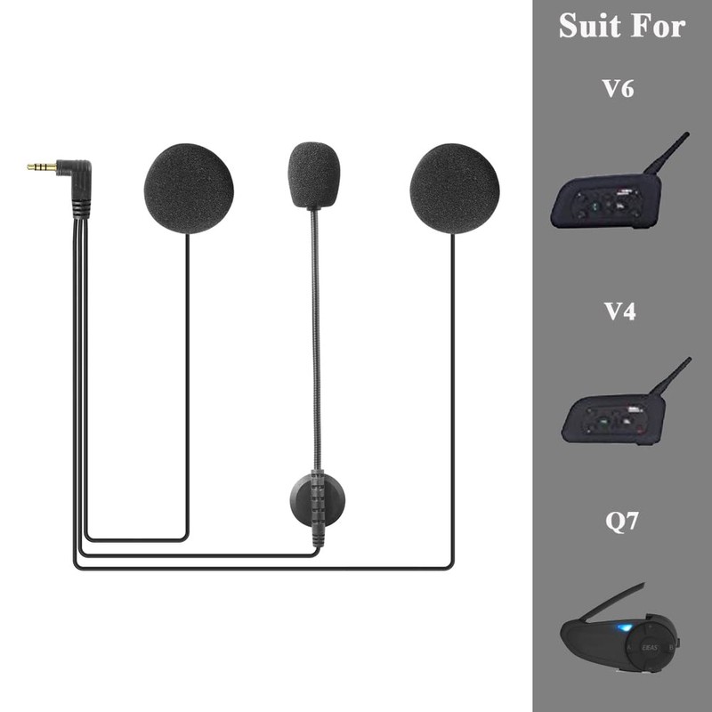QSPORTPEAK Motorcycle Intercom Accessories, Microphone Headphones Hard Cable Headset for
