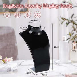 Hapivida Jewelry Display Rack, Necklace Bust Display Holder Stand Necklace Display Mannequin Model Shop Jewelry Rack(Black)