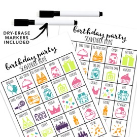 Craftivity Designs Birthday Party Scavenger Hunt Games for Kids, Outdoor or Indoor, Parties, Road Trip, Travel Activities, Includes 10 Dry Erase Markers and Cards, Family Game Night