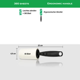 SIMPLYHACK - Fusselrolle - [1 Set] Abroller, AufhÃ¤ngehaken und 6 Rollen - hohe Klebekraft - Fusselrolle Tierhaare - benutzte BlÃ¤tter Lassen Sich leicht entfernen