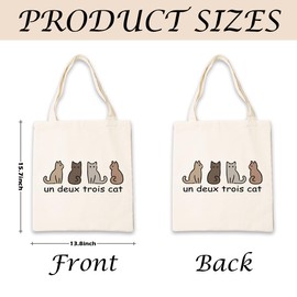 WDSXWH Cat Canvas Totes, Cute Animal Canvas Bag, Reusable Cloth Cotton Tote Bags, Aesthetic Canvas Tote Bag with Pattern, Women Casual Cotton Tote Bag for Grocery, Shopping, Beach & Daily Use