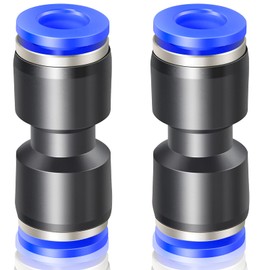 ERGAOBOY 2 Pcs 4MM Tube OD Straight Push to Connect Fittings, Blue Pneumatic Tube Reducer Push Lock (PU4)