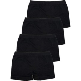 LisaModa Girls' Panty Pack of 4 Seamless Colourful, Plain black