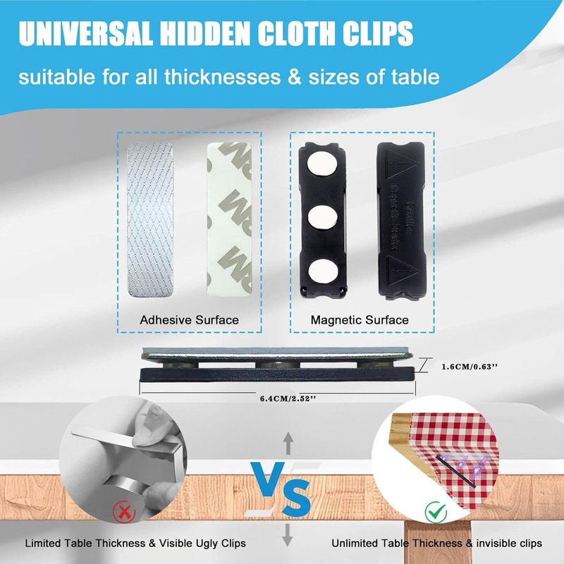 CUNGLIN Tablecloth Holder Clips Tablecloth Weights Pack of 6 Tablecloth