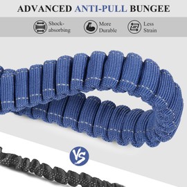 VIVAGLORY Hands Free Dog Leash, Waist Leash for Medium & Large Dogs, Reflective Adjustable Shock-Absorbing Bungee Running Leash with Dual Padded Handle for Walking, Jogging, Hiking, Navy Blue-Black