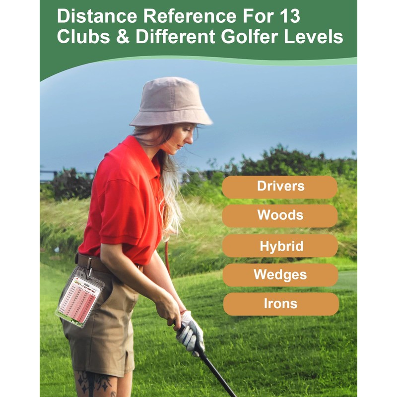Swooflia 2 Pcs Golf Club Range Chart Card - Women
