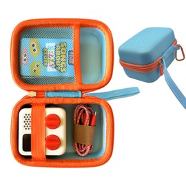 Hard Travel Case for Yoto Mini Player, Storage Case with Pouch Hold up to 20 Yoto Cards Hard-Shell Carrier Kids Protective Holder Accessories, Blue and Orange(Case Only)