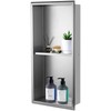 Sanbege 12"×24" Shower Niche with Divider, Brushed Stainless Steel Bathroom