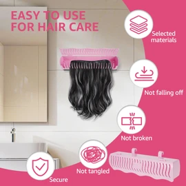 Hair Extension Holder 4 Installation Modes with Tool Hair Extension Stand to Securely Hold Your Extensions(Pink)