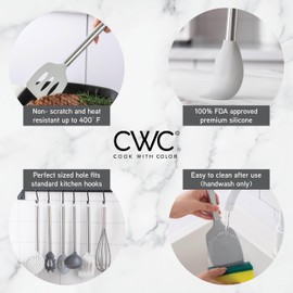 COOK WITH COLOR Silicone Cooking Utensils, 38 Pc Kitchen Utensil Set, Easy to Clean Silicone Kitchen Utensils, Cooking Utensils for Nonstick Cookware, Kitchen Gadgets Set