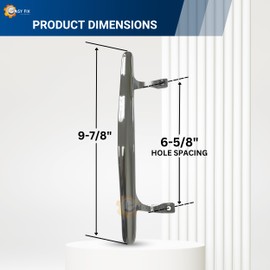 9-7/8" Standard Silver Chrome Pull Handle with Screws for Sliding Patio and Glass Door Fits 6-5/8" Hole Spacing - Diecast Durable and Easy Installation - Fix and Repair Door Hardware