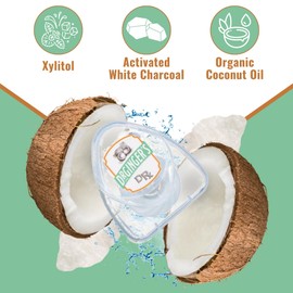 Dr. Ginger's White Charcoal Dental Floss - Flat Glide Action for Tight Teeth, Mint Flavor - 32yds, 3 pcs - Tooth Floss Infused with Coconut Oil and Xylitol for Effective Oral Care and Plaque Removal