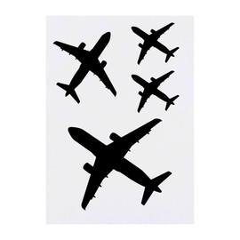 4 x 'Airplane Silhouette' Temporary Tattoos - Water Resistant, Skin-Safe, Non-Toxic Transfers, Mixed Sizes (TO00072180)