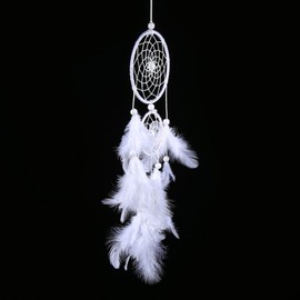 Nikou White Dream Catcher White Feather Dream Catcher Indian Style Wooden Beads Wind Chimes Pendant House Wall Window Hangings Decor